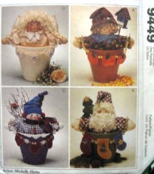 9449 12''FLOWER POT SCARECROW, SANTA, SNOWMAN, TEACHER 2 PATTERNS
